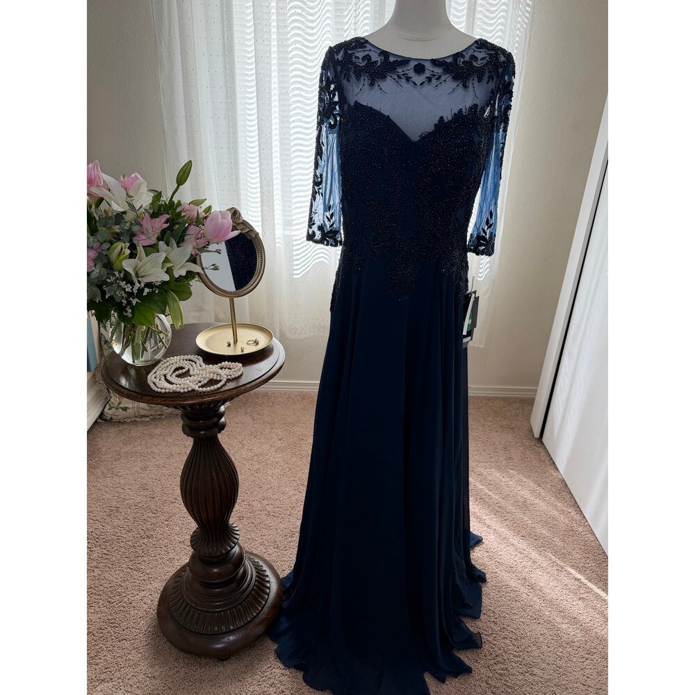 MGNY 71908 Navy Beaded Evening Gown Size 10 NWT | Mother of Bride - Picture 12 of 12